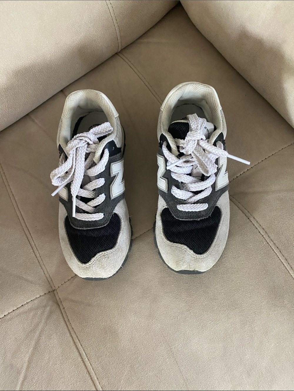 New Balance Kids Gray, Black and White Lace-Up Sneakers